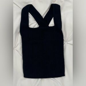 like new abercrombie and fitch elevated ribbed cross back tank xxs black